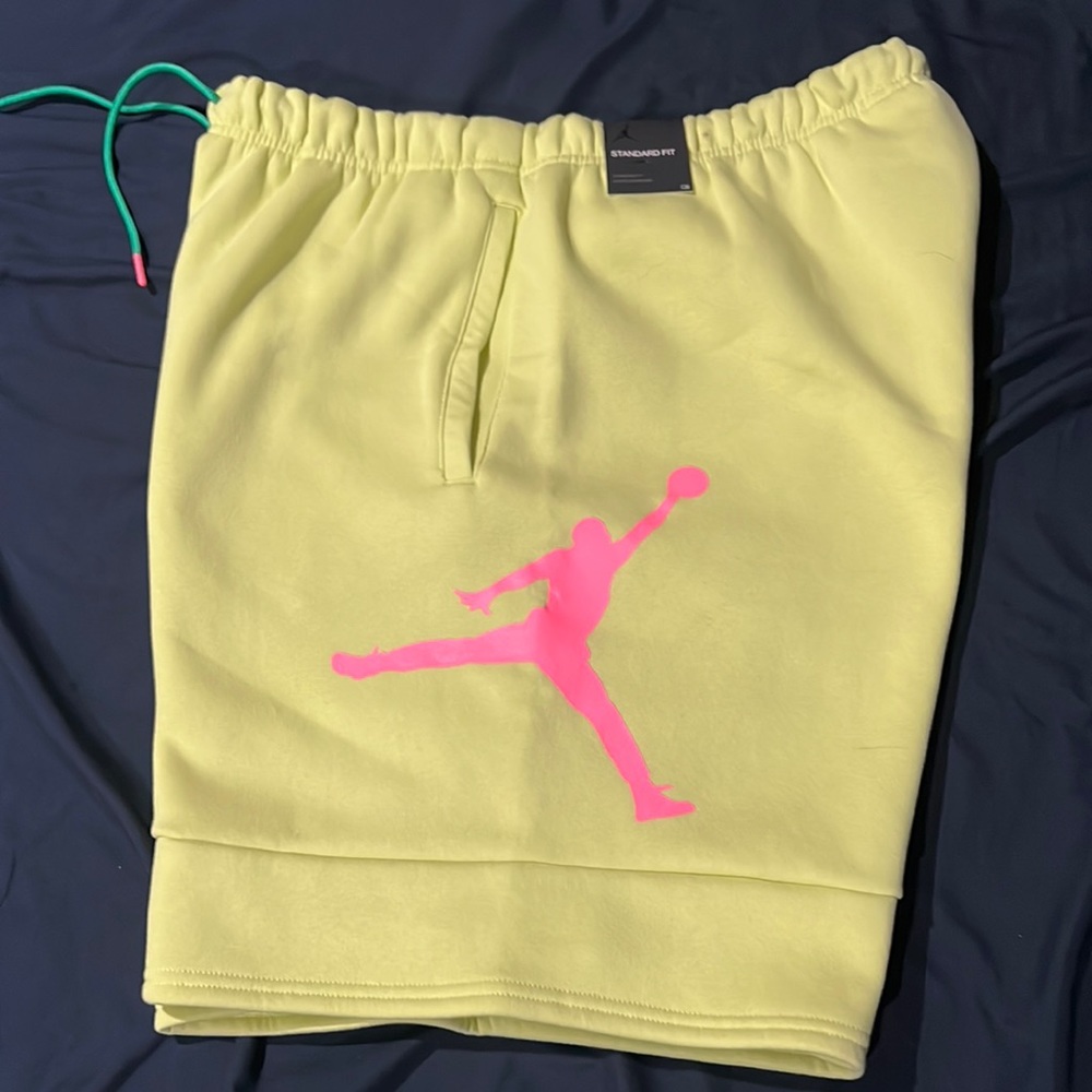 Jordan sweat shorts neon green never worn jump man shorts